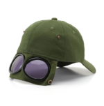 Aviator Baseball Cap with Flip-Up Sunglasses Goggles - Image 2